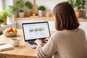 personne-dos-ordinateur-cuisine-plantes